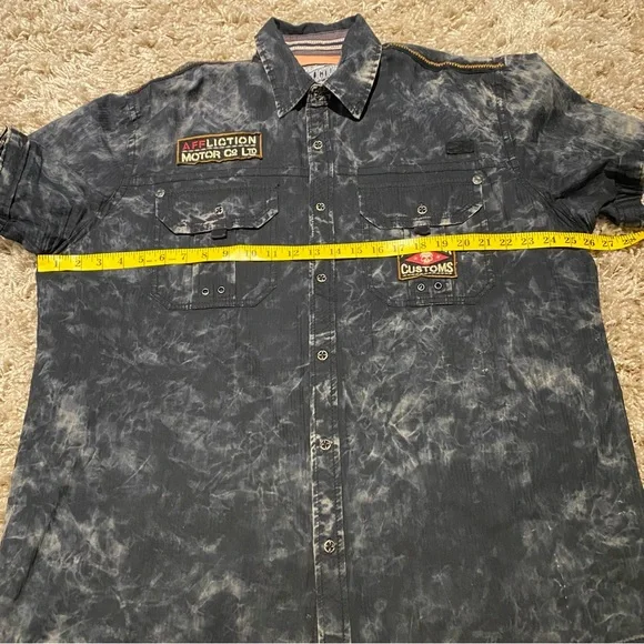 ❌SOLD❌Affliction Black Premium Buckle Mens short sleeve button skull shirt 2XL - Picture 9 of 13